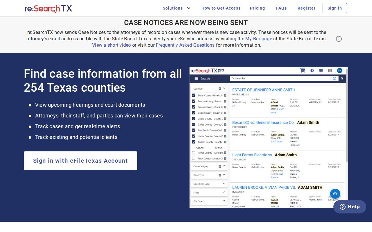 re SearchTX portal and its Cottle County criminal case limitation