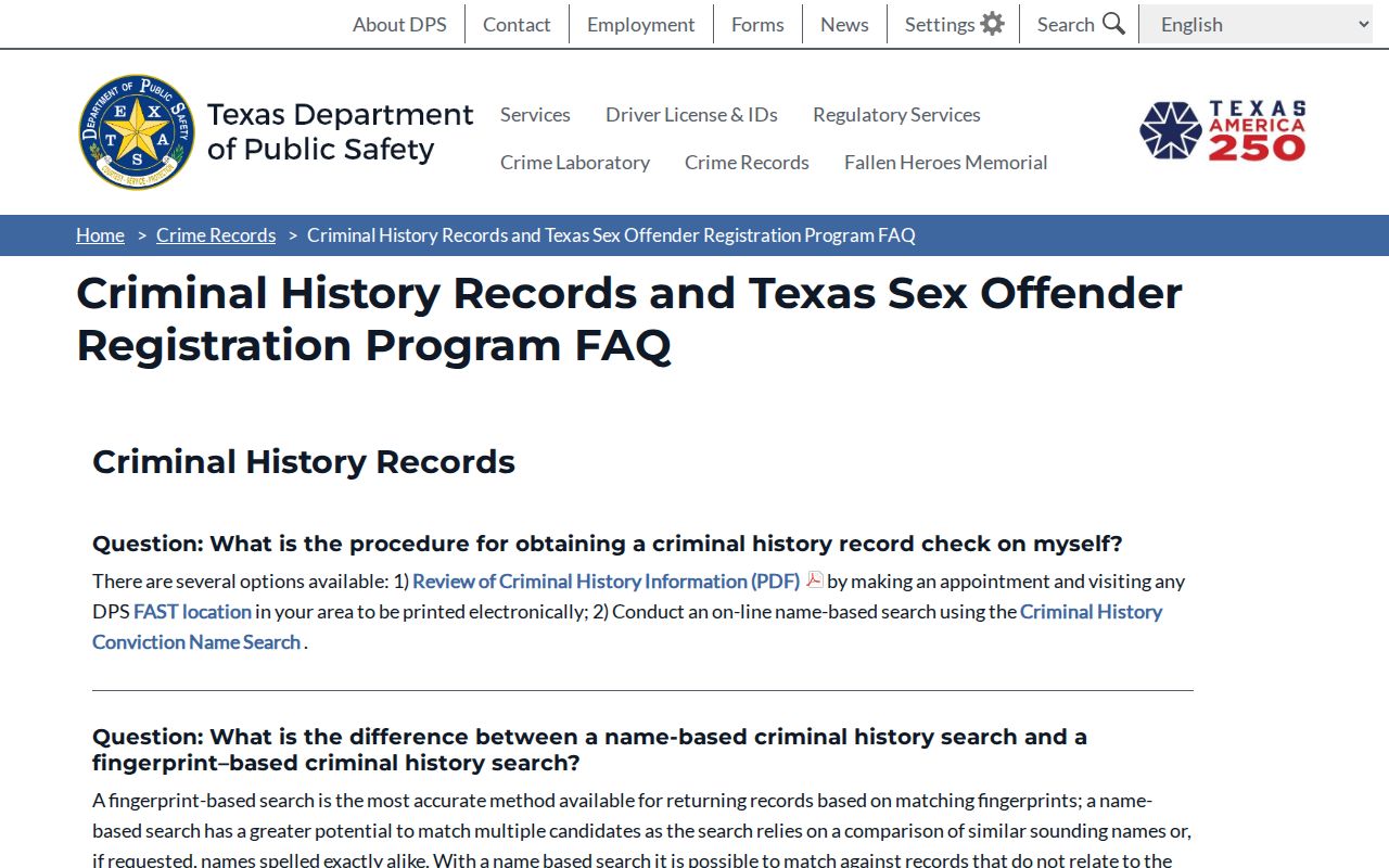 Cottle County sex offender check information in the Texas DPS registry FAQ