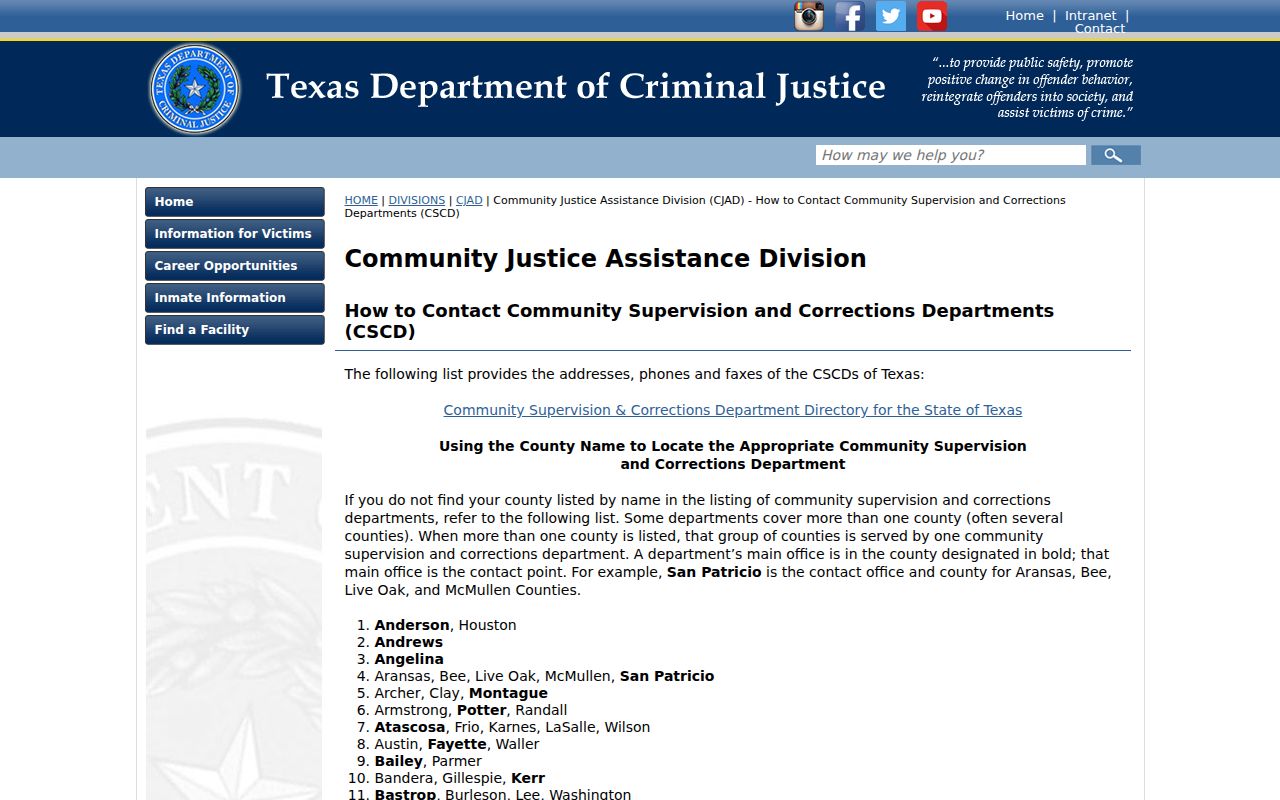 Cottle County criminal records community supervision directory