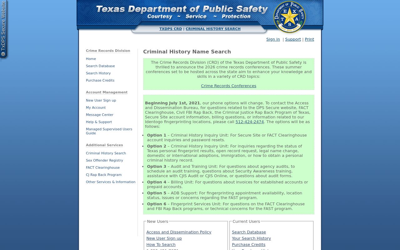 Cottle County criminal history Texas DPS name search